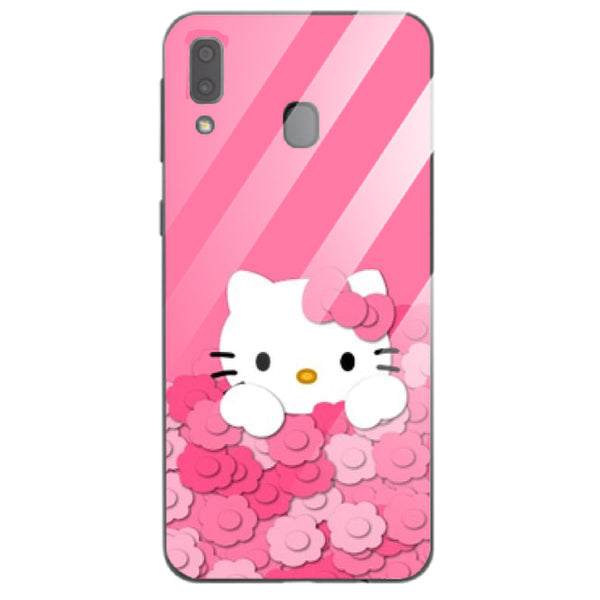 Cute Teddy Bear Tempered Glass Phone Case for Samsung Galaxy A20