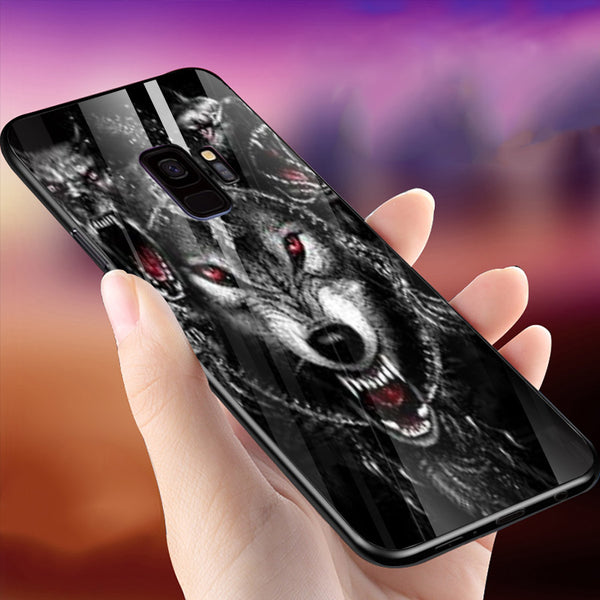 Wolf Eyes Tempered Glass Phone Case for Samsung Galaxy S9