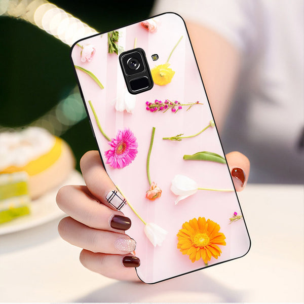 Beautiful Flowers Tempered Glass Phone Case for Samsung Galaxy A8 Plus