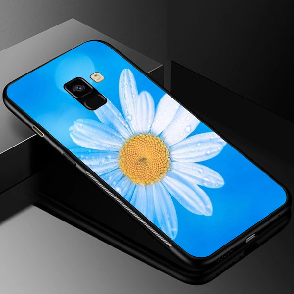 Beautiful Flowers Tempered Glass Phone Case for Samsung Galaxy A8 Plus