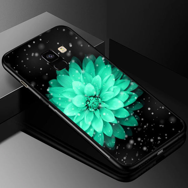 Beautiful Flowers Tempered Glass Phone Case for Samsung Galaxy A8 Plus