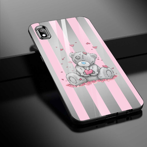 Cute Teddy Bear Tempered Glass Phone Case for Samsung Galaxy A10
