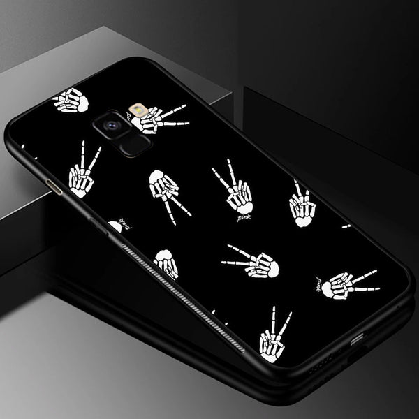 Halloween Skull Tempered Glass Phone Case for Samsung Galaxy A8 Plus