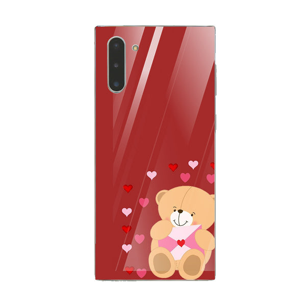 Cute Teddy Bear Tempered Glass Phone Case for Samsung Galaxy Note 10