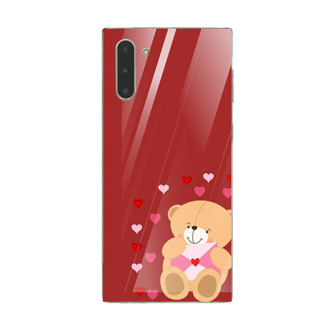 Cute Teddy Bear Tempered Glass Phone Case for Samsung Galaxy Note 10