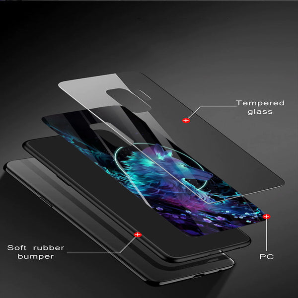 Wolf Eyes Tempered Glass Phone Case for Samsung Galaxy S9