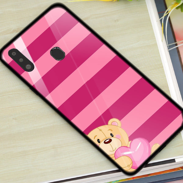 Cute Teddy Bear Tempered Glass Phone Case for Samsung