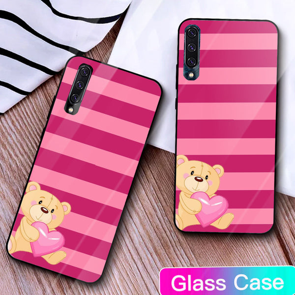 Cute Teddy Bear Tempered Glass Phone Case for Samsung Galaxy A50