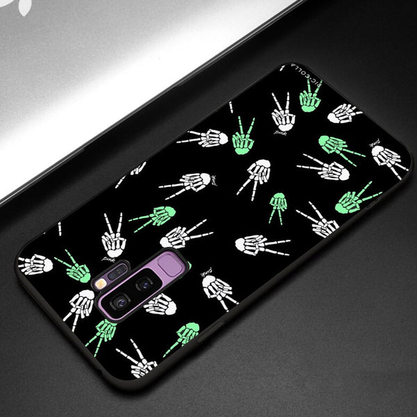 Halloween Skull Tempered Glass Phone Case for Samsung Galaxy S9 Plus