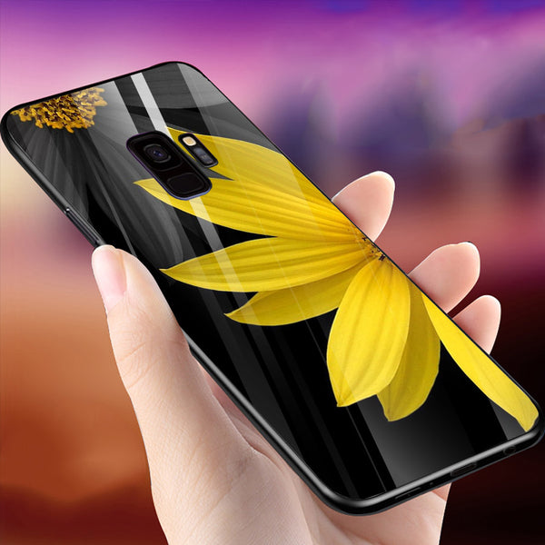 Beautiful Flowers Tempered Glass Phone Case for Samsung Galaxy S9