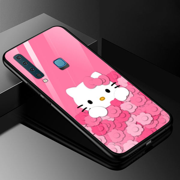 Cute Teddy Bear Tempered Glass Phone Case for Samsung Galaxy A9 2018