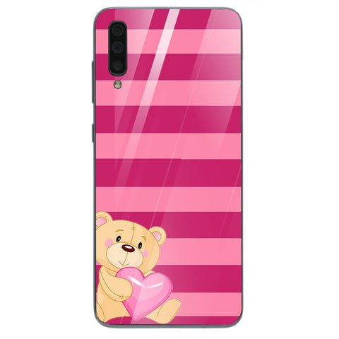 Cute Teddy Bear Tempered Glass Phone Case for Samsung Galaxy A70