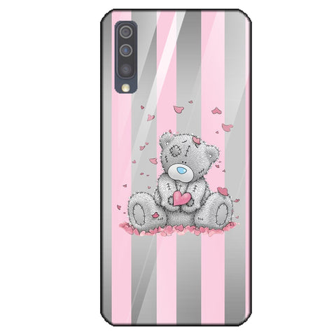 Cute Teddy Bear Tempered Glass Phone Case for Samsung Galaxy A50S