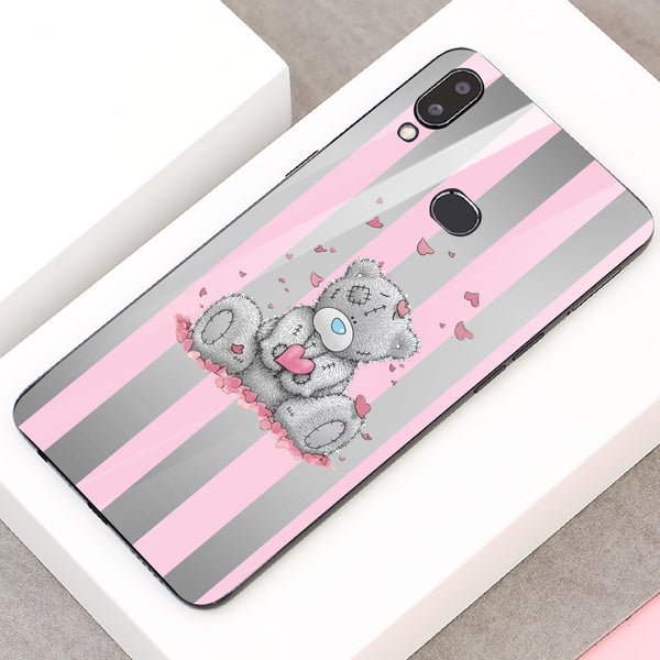 Cute Teddy Bear Tempered Glass Phone Case for Samsung Galaxy A10S