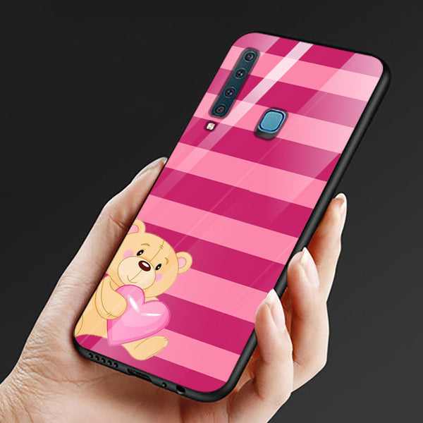 Cute Teddy Bear Tempered Glass Phone Case for Samsung Galaxy A9 2018