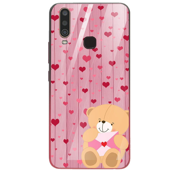 Cute Teddy Bear Tempered Glass Phone Case for Vivo Y17