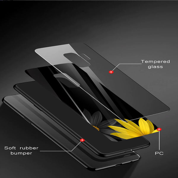 Beautiful Flowers Tempered Glass Phone Case for Samsung Galaxy S9 Plus