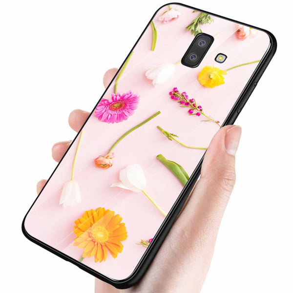 Beautiful Flowers Tempered Glass Phone Case for Samsung Galaxy J6 Plus