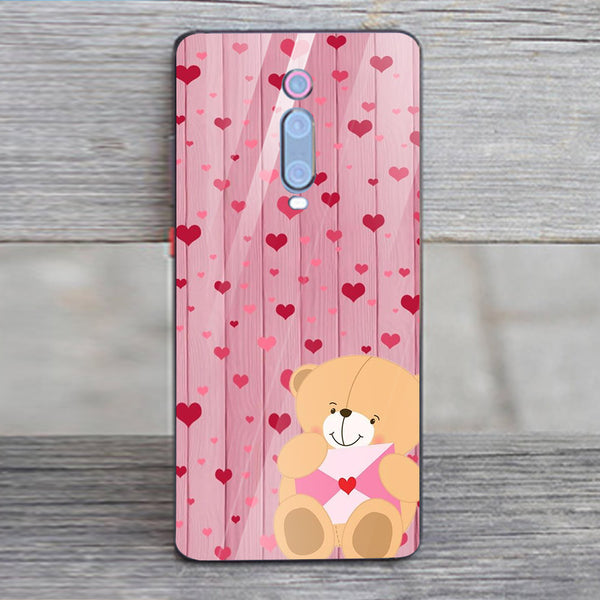 Cute Teddy Bear Tempered Glass Phone Case for Xiaomi Redmi K20 Pro