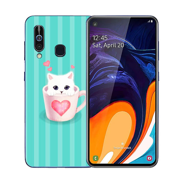 Cute Teddy Bear Tempered Glass Phone Case for Samsung Galaxy A60