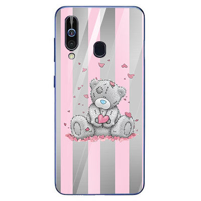 Cute Teddy Bear Tempered Glass Phone Case for Samsung Galaxy A60