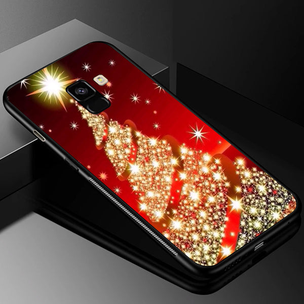 Merry Chrismas Tempered Glass Phone Case for Samsung Galaxy A8 Plus