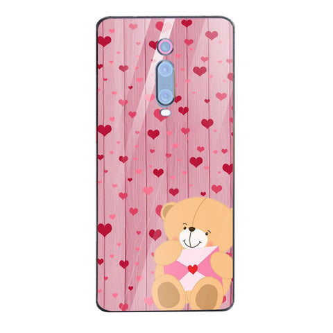 Cute Teddy Bear Tempered Glass Phone Case for Xiaomi Redmi K20 Pro