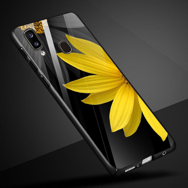 Beautiful Flowers Tempered Glass Phone Case for Samsung Galaxy A20