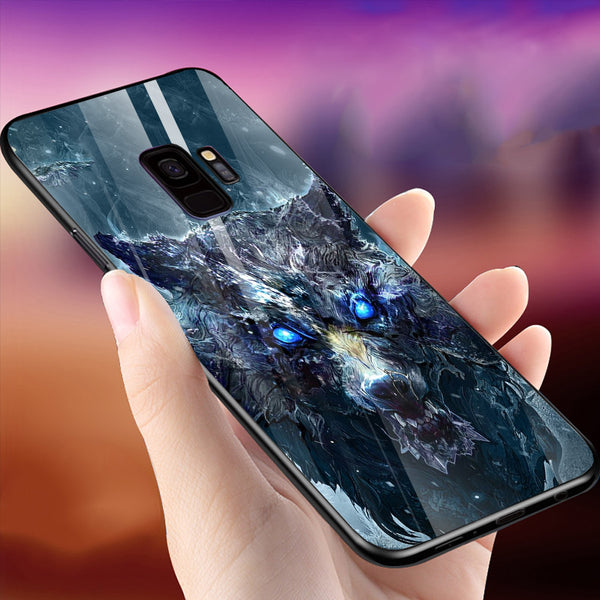 Wolf Eyes Tempered Glass Phone Case for Samsung Galaxy S9
