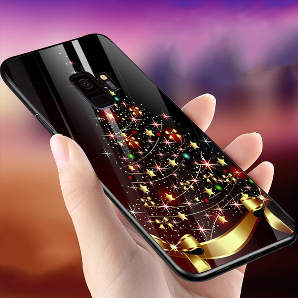 Merry Chrismas Tempered Glass Phone Case for Samsung Galaxy S9