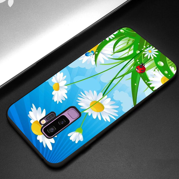Beautiful Flowers Tempered Glass Phone Case for Samsung Galaxy S9 Plus