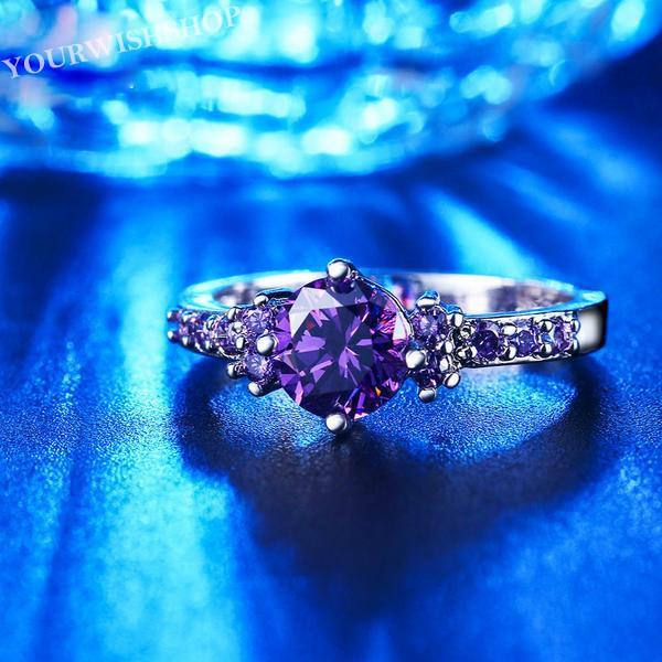 White Gold Color Purple Ring