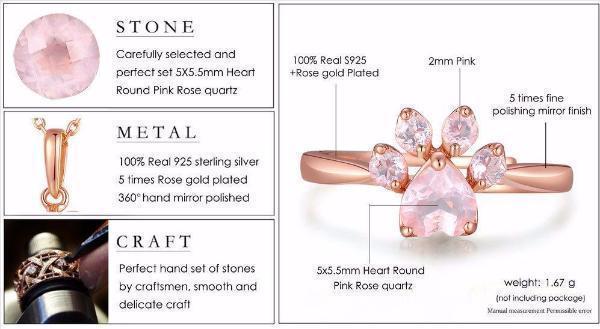 PAW PRIME ROSE QUARTZ RING