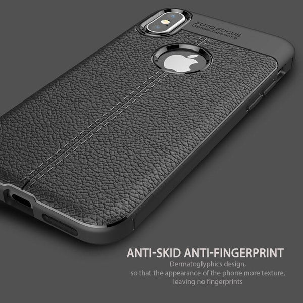 Brushed Genuine Leather Soft TPU For iPhone X