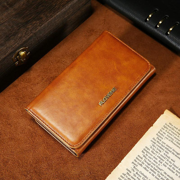 Vintage Leather Three Fold Flip Wallet Case For iPhone 7 Plus