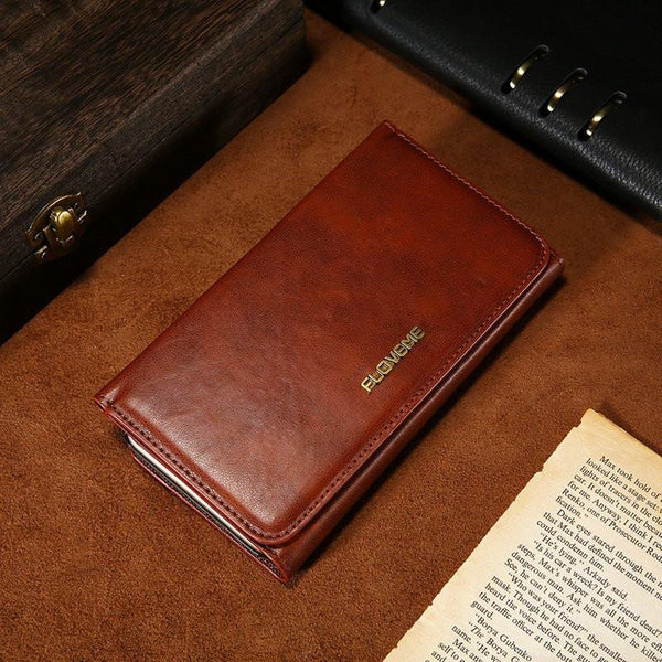 Vintage Leather Three Fold Flip Wallet Case For iPhone 7 Plus